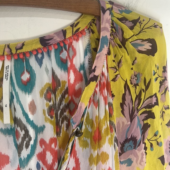 BY ANTHROPOLOGIE Maureen Babydoll Semi-Sheer Tunic Blouse Cover-Up Size XL - Picture 11 of 16